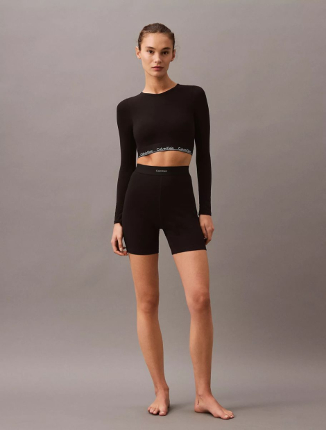 Жіночий укорочений лонгслів Calvin Klein зі вшитими філіжанками 1159837763 (Чорний XL)