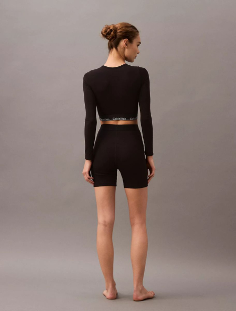 Жіночий укорочений лонгслів Calvin Klein зі вшитими філіжанками 1159837763 (Чорний XL)