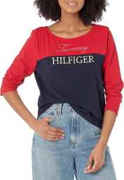 Лонгслив Tommy Hilfiger с логотипом 1159776345 (Красный/Синий, XS)