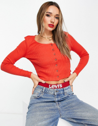 Женская кофта Levi's в рубчик на пуговицах 1159783656 (Красный, XS)