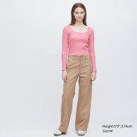 Женский укороченный лонгслив Uniqlo 1159785272 (Розовый, XXL)