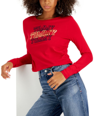 Женский укороченный лонгслив Tommy Hilfiger с логотипом 1159786184 (Красный, XL)