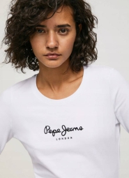 Женский лонгслив Pepe Jeans London кофта с логотипом 1159786217 (Белый, M)