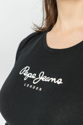 Женский лонгслив Pepe Jeans London кофта с логотипом 1159786227 (Черный, S)