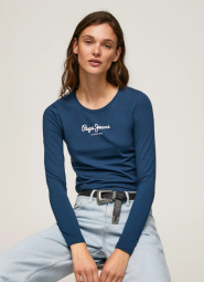 Женский лонгслив Pepe Jeans London кофта с логотипом 1159786231 (Синий, XS)