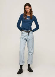 Женский лонгслив Pepe Jeans London кофта с логотипом 1159786231 (Синий, XS)