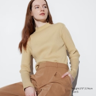 Эластичный лонгслив UNIQLO в рубчик 1159804962 (Бежевый, XS)