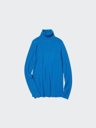 Водолазка у рубчик UNIQLO лонгслів з тонкої вовни 1159820441 (Синій XS)