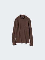 Эластичный лонгслив UNIQLO водолазка в рубчик 1159826949 (Коричневый S)