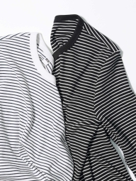 Эластичный лонгслив в рубчик UNIQLO в полоску 1159828543 (Черный XL)