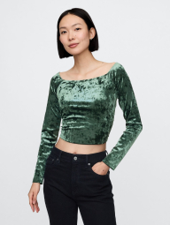 Велюровый женский лонгслив GAP 1159833186 (Зеленый M)