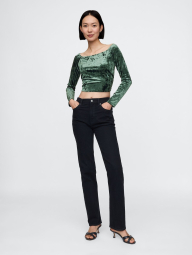 Велюровый женский лонгслив GAP 1159833186 (Зеленый M)