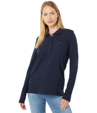 Жіночий лонгслів жіночий Tommy Hilfiger з сорочковим коміром 1159837259 (Синій S)