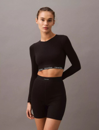 Жіночий укорочений лонгслів Calvin Klein зі вшитими філіжанками 1159837763 (Чорний XL)