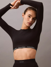 Жіночий укорочений лонгслів Calvin Klein зі вшитими філіжанками 1159837763 (Чорний XL)