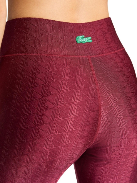 Жаккардовые лосины спортивные Lacoste леггинсы 1159827268 (Бордовый S)