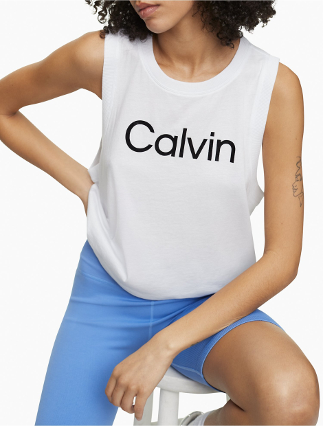 Женская майка Calvin Klein с логотипом 1159782724 (Белый, S)