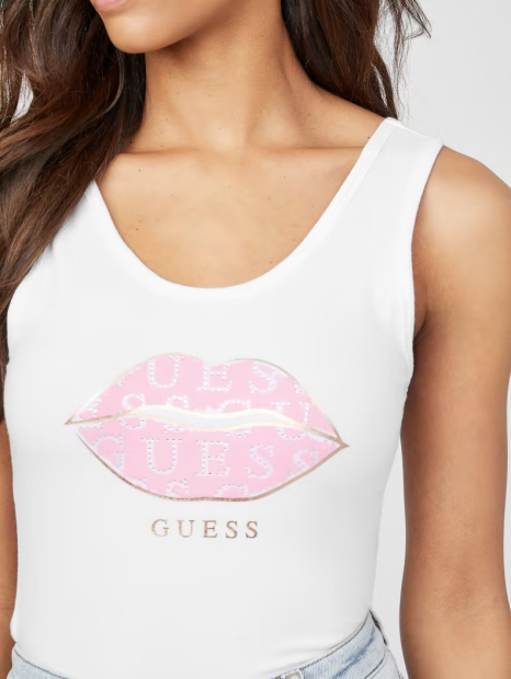 Женская майка GUESS с принтом и стразами 1159783313 (Белый, XL)