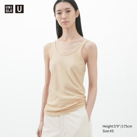 Женская майка премиум серии Uniqlo U 1159787589 (Бежевый, XS)