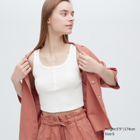 Укороченная майка UNIQLO топ в рубчик 1159790199 (Белый, XL)