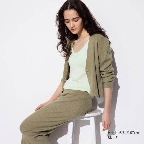 Женская майка со вшитым бюстом AIRism Uniqlo 1159811988 (Зеленый, S)