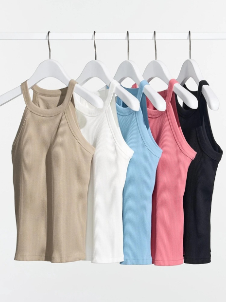 Женская майка со вшитым бюстом Uniqlo в рубчик 1159835848 (Бежевый S)