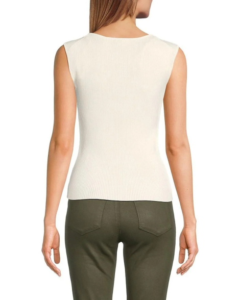 Женская вязаная майка Calvin Klein в рубчик 1159837479 (Молочный L)
