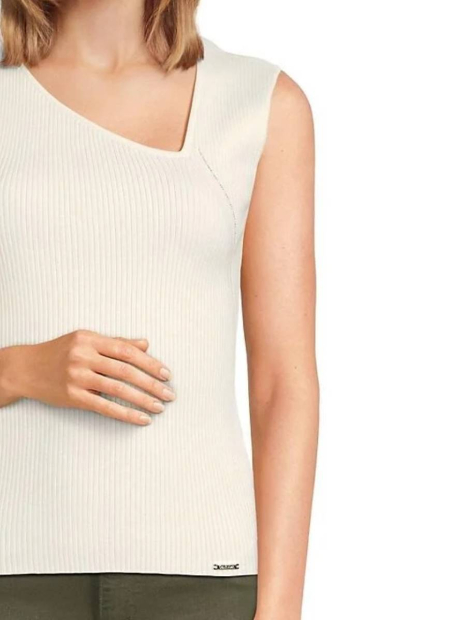 Женская вязаная майка Calvin Klein в рубчик 1159837479 (Молочный L)