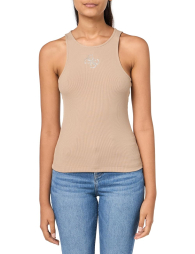 Женская майка в рубчик GUESS с логотипом из страз 1159833072 (Бежевый XS)