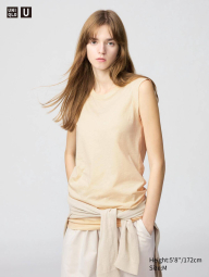 Длинная майка из полупрозрачного хлопка SUPIMA Uniqlo 1159834472 (Молочный S)