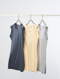 Длинная майка из полупрозрачного хлопка SUPIMA Uniqlo 1159834472 (Молочный S)