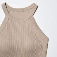 Женская майка со вшитым бюстом Uniqlo в рубчик 1159835848 (Бежевый S)