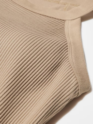 Женская майка со вшитым бюстом Uniqlo в рубчик 1159835848 (Бежевый S)
