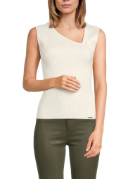 Женская вязаная майка Calvin Klein в рубчик 1159837479 (Молочный L)