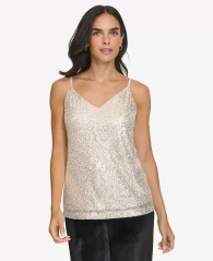 Стильная майка Calvin Klein с пайетками 1159837622 (Бежевый S)