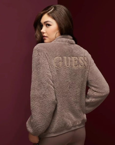 Женская куртка GUESS з искусственного меха 1159800529 (Коричневый, M)