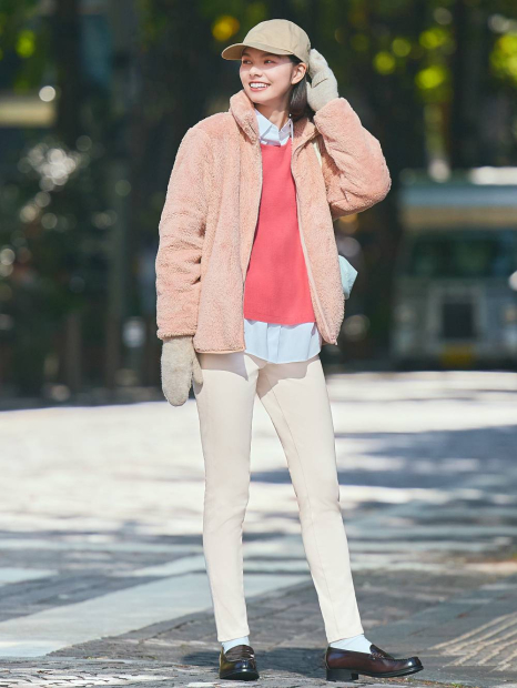 Куртка на молнии UNIQLO из искусственного меха 1159833060 (Розовый S)