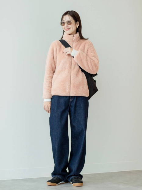 Куртка на молнии UNIQLO из искусственного меха 1159833060 (Розовый S)