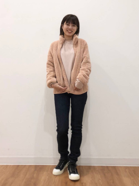 Куртка на молнии UNIQLO из искусственного меха 1159833060 (Розовый S)