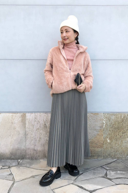Куртка на молнии UNIQLO из искусственного меха 1159833060 (Розовый S)