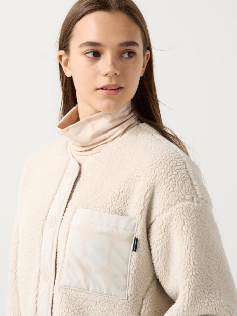 Куртка из экомеха Uniqlo на пуговицах 1159833771 (Молочный XL)