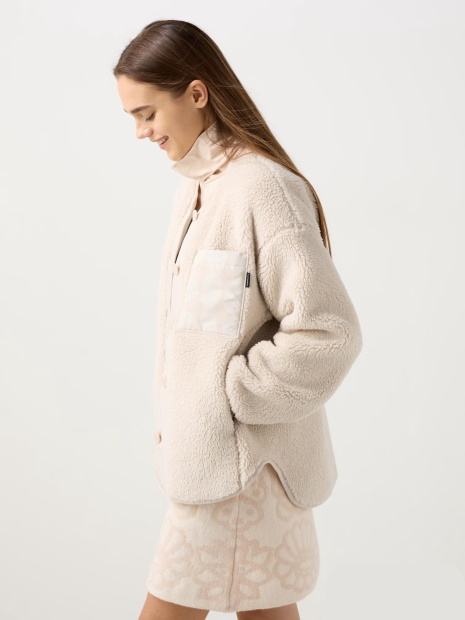 Куртка из экомеха Uniqlo на пуговицах 1159833771 (Молочный XL)