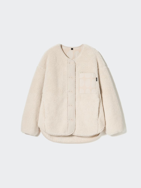 Куртка из экомеха Uniqlo на пуговицах 1159833771 (Молочный XL)