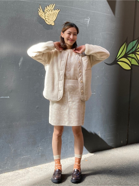 Куртка из экомеха Uniqlo на пуговицах 1159833771 (Молочный XL)
