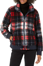 Женская меховая куртка на молнии Tommy Hilfiger шерпа 1159787279 (Черный/Красный, XL)