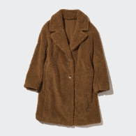 Плюшевое пальто Uniqlo Teddy на флисе 1159798621 (Коричневый, L)