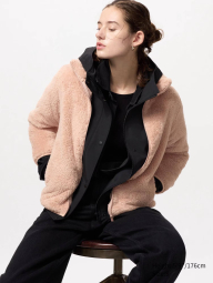 Куртка на молнии UNIQLO из искусственного меха 1159833060 (Розовый S)