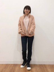 Куртка на молнии UNIQLO из искусственного меха 1159833060 (Розовый S)