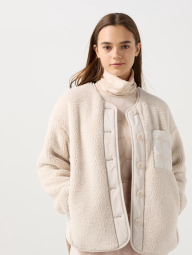 Куртка из экомеха Uniqlo на пуговицах 1159833771 (Молочный XL)