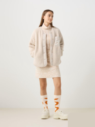 Куртка из экомеха Uniqlo на пуговицах 1159833771 (Молочный XL)